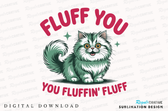 Adorable Style: The Cute Fluffy Cat Sublimation Png Graphic
