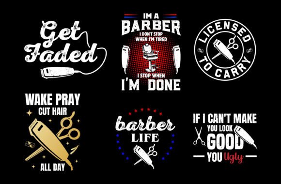 Barber-Themed T-Shirt Graphic Bundle: Instant Download