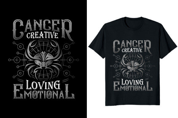 Cancer Creative Zodiac Graphic T-shirt: A Design Asset for Astrology Brands