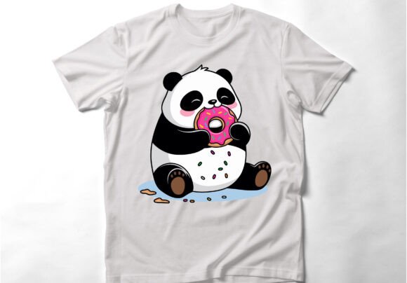 Cute Panda Eating a Donut: A Playful Graphic for Your Brand
