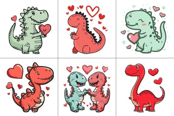 Dinosaur Valentine Vector Graphic: A Roaringly Creative Design Asset