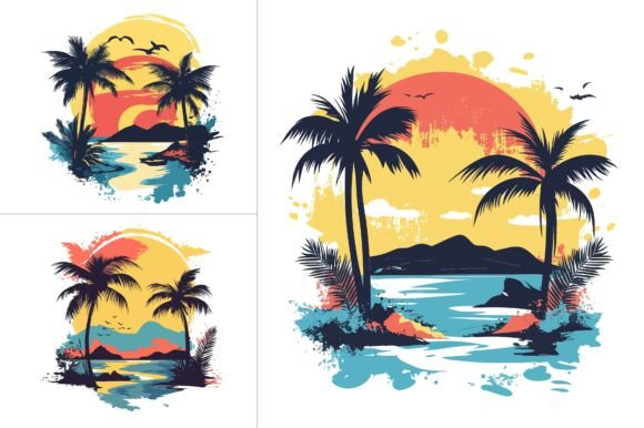 Summer Sunset Colorful T-Shirt Graphic: Your Design Asset