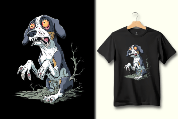 Unleash the Undead: Zombie Dog Horror Cartoon Graphic